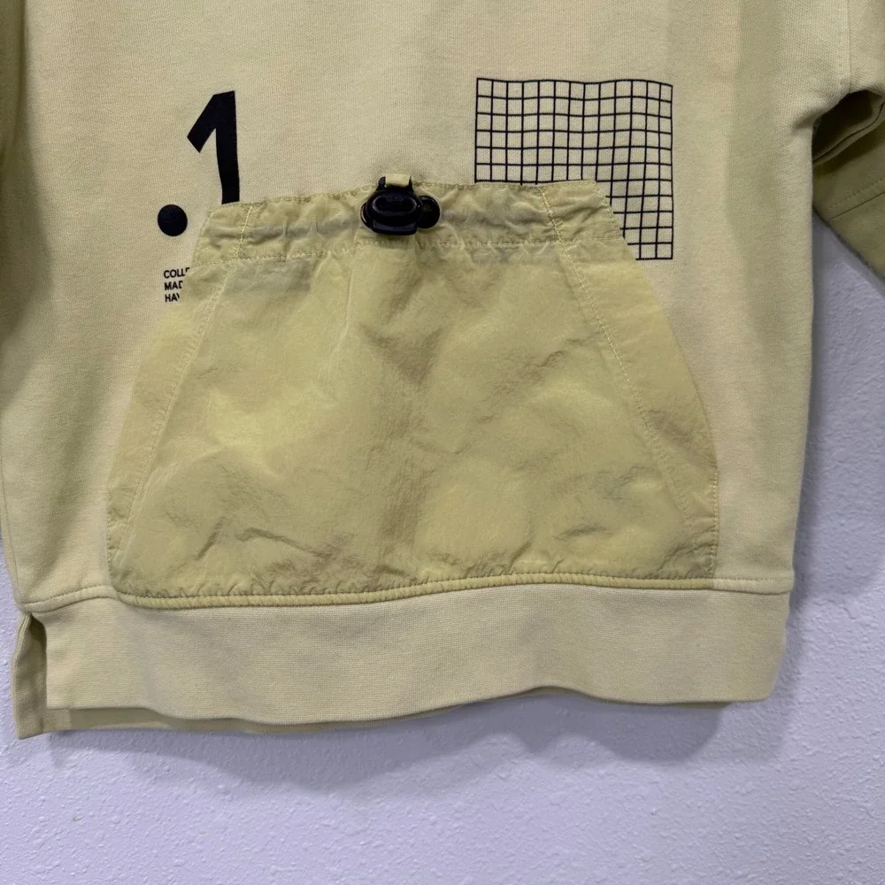 ZARA Kids Yellow‎ Graphic Hoodie Size 6 116 Kangaroo Pocket Drawstring